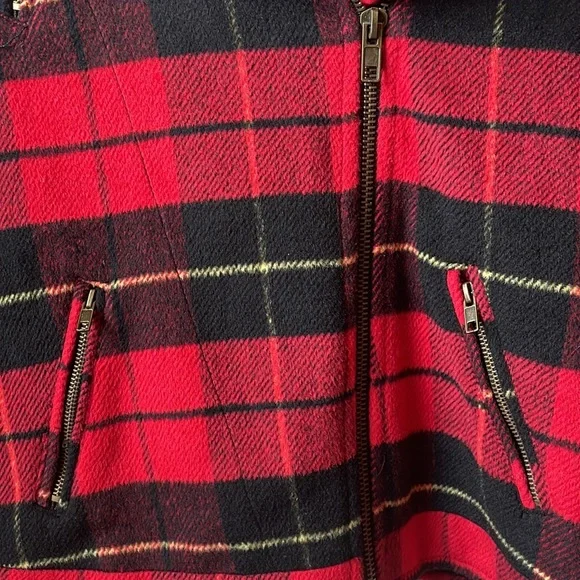 Forever 21 Premium Label Red Plaid Moto Jacket S - Picture 4 of 9